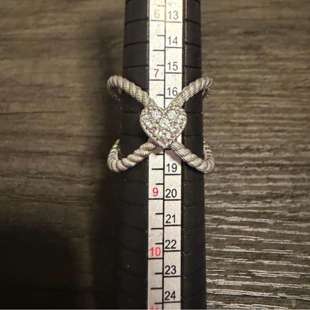 Judith Ripka Silver Heart Rope Ring - Picture 3 of 6
